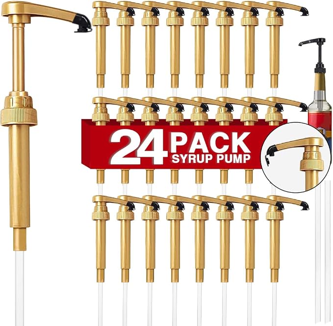 24 pcs Syrup Pumps with Cap to Avoid Dripping, Leak Proof Coffee Syrup Dispenser by DupakSYS