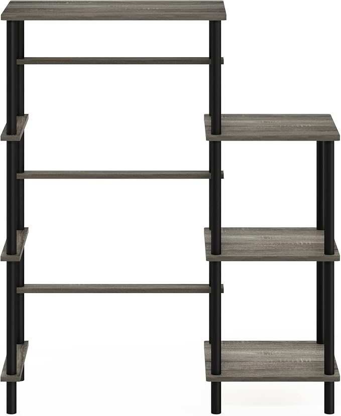 Furinno Turn-N-Tube Toolless Kitchen Storage Shelf Tall, French Oak Grey/Black - Image 7