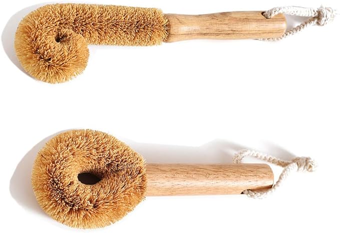 Wodden Cleaning Brush, Bottle Washing Brush, Pan Scrub Brush, Natural Coconut by BIEAEIA