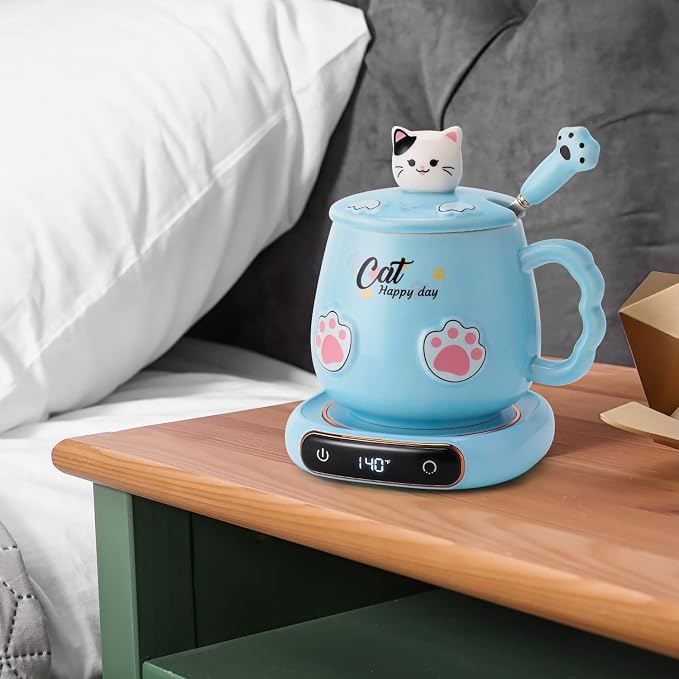 Bgbg Coffee Mug Warmer & Cute Cat Mug Set, Beverage Cup Warmer - Image 2