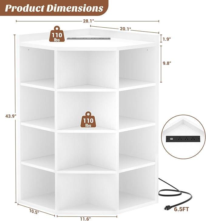 Aheaplus Corner Cabinet, 5-Tier Corner Bookshelf - Image 3