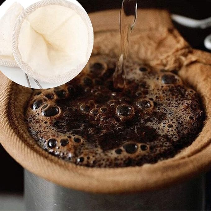 2Pcs Reusable Coffee Sock Filters Cloth Coffee Strainer 4" Colador de Cafe | - Image 3