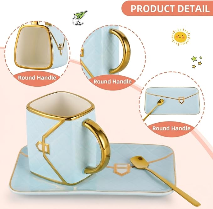 Handbag Shaped Mug, Handbag Coffee Mug And Saucer, Purse Coffee Ceramic Mug Set - Image 4
