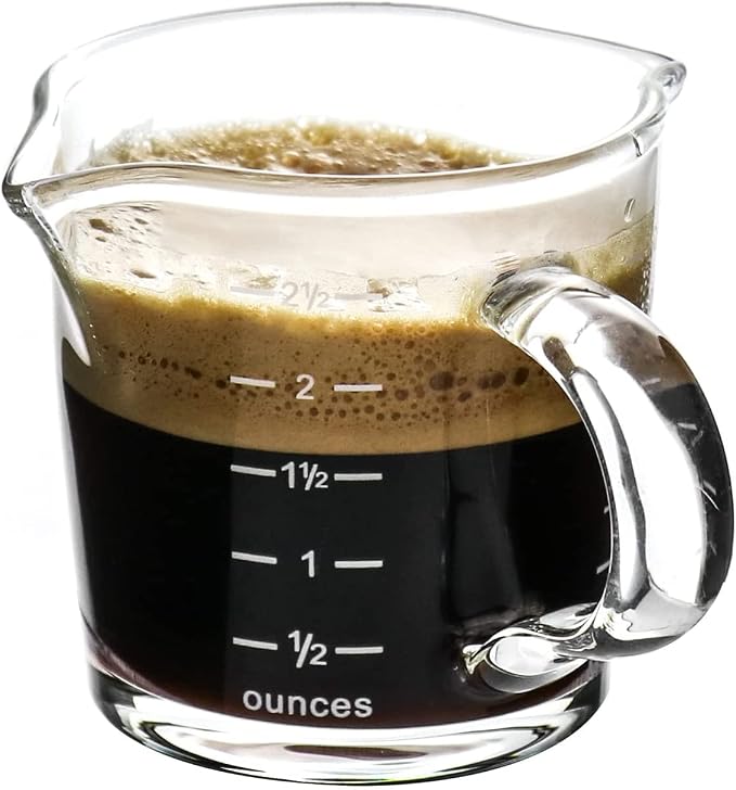 QWORK Espresso Shot Glass with Handle, 2 Pack 3-Ounce Double Spout Glass by QWORK