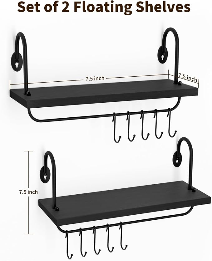 Olakee Floating Wall Shelves for Kitchen Bathroom Coffee Nook - Image 3