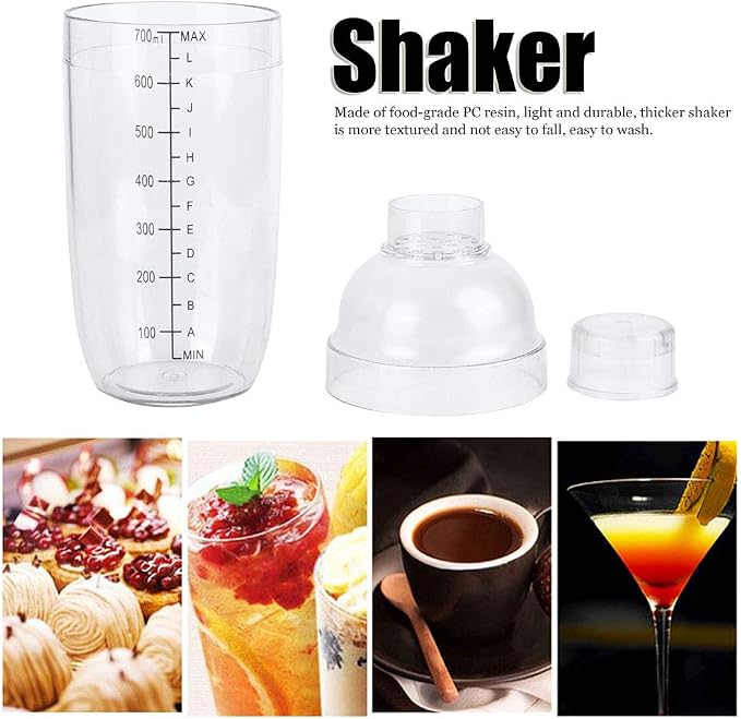 700ml Cocktail Shaker, Food Grade Plastic Highly Transparent Drink Shaker Cup - Image 7
