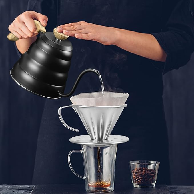 MERMOO YILAN Pour Over Coffee Dripper Durable Metal Filter Holder Large Hole - Image 2