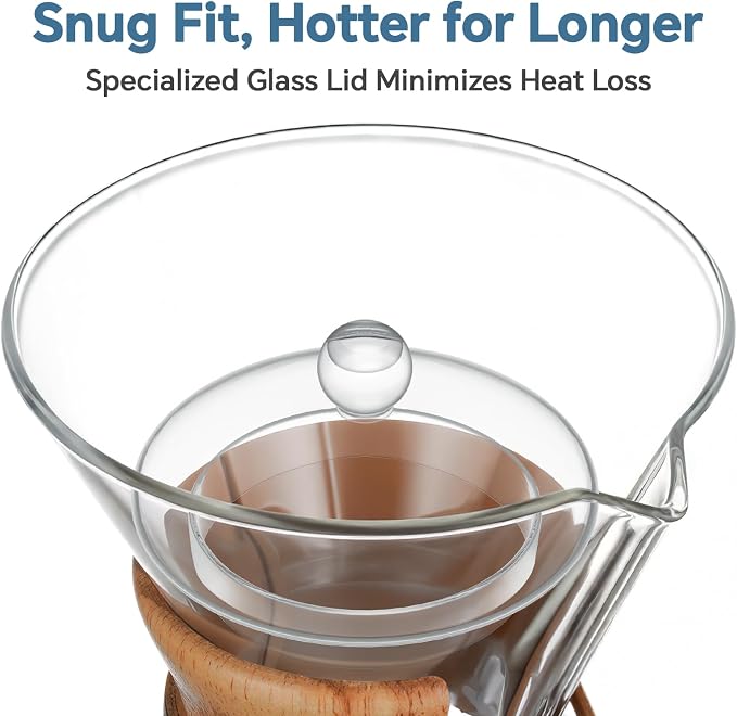 NiHome 2 Pcs Glass Lid for Chemex Coffee Maker, Heat-Retaining Drip Kettle - Image 3