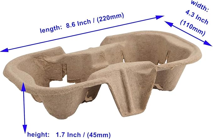 2 Cup Pulp Fiber Drink Carrier, 100 Pack Biodegradable Disposable Take-Out Cup - Image 3