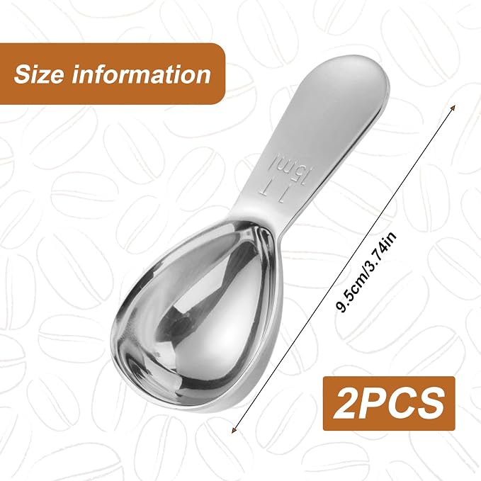 2 Pack 15ml 304 Stainless Steel Coffee Scoop, Short Handle Measuring Spoon - Image 2