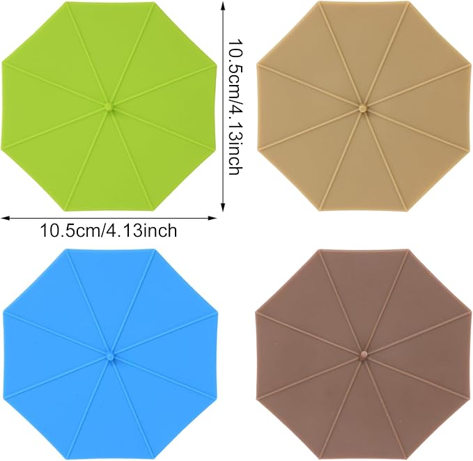 Honbay 4PCS Creative Silicone Umbrella Shaped Cup Lids, Anti-dust Sealed - Image 2