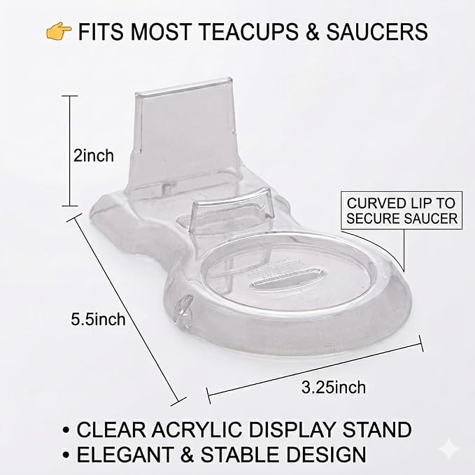 HOHIYA 12 Pack Stackable Acrylic Teacup Stand Clear Cup and Saucer Holder - Image 6