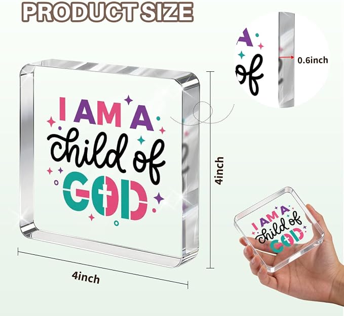 Christian Gifts for Women Desk Decor, Boho Inspirational Religious Acrylic Sign - Image 2