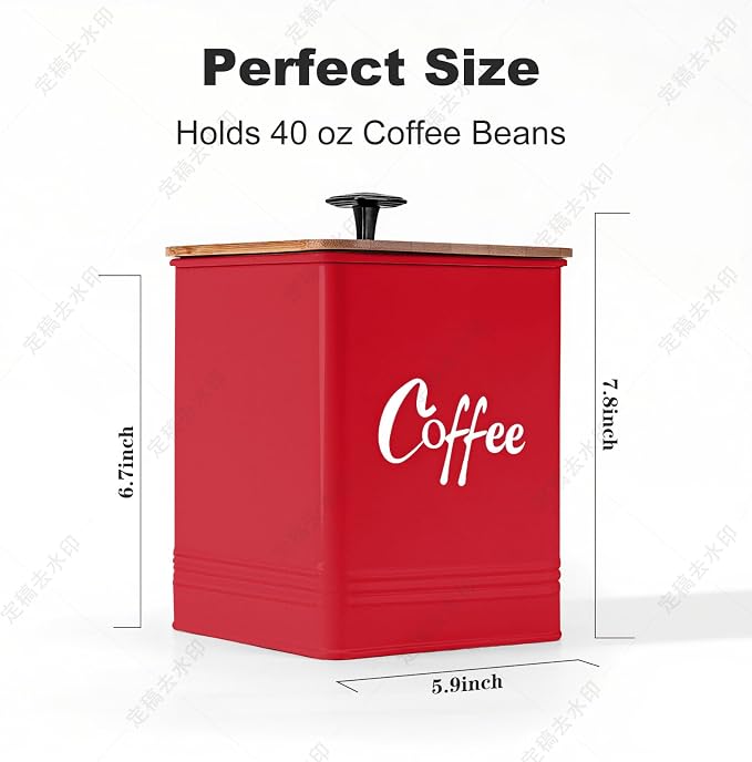 Coffee Canister, Airtight 40 oz Large Iron Black Storage Container - Image 3