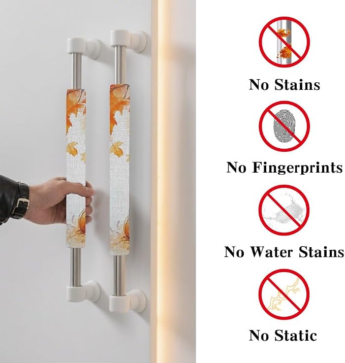Orange Fallen Maple Leaves Refrigerator Door Handle Cover, Kitchen Decor House - Image 3