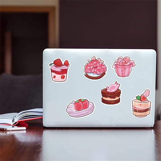 Pink Cake Dessert Stickers 50Pcs Notebook Water Bottle Skateboard Luggage - Image 4
