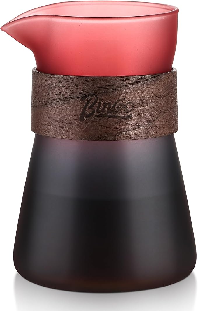 Glass Coffee Carafe with Wood Heat-Resistant Loop, 16oz Glass Coffee Server by Bincoo