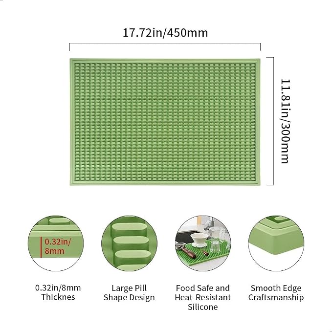 watchget Green Silicone Coffee Bar Mat - Image 2