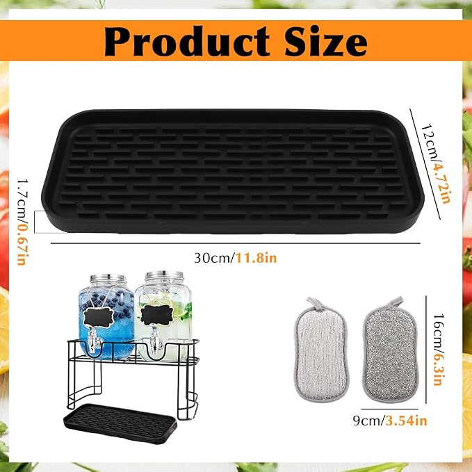 Drip Tray for Drink Dispenser, 1 Pack Silicone Tray Mat - Image 2