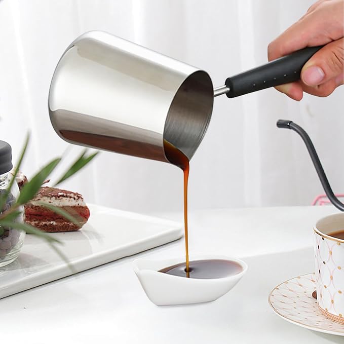 Classics Turkish Coffee Pot, 21oz/600ml Stainless Steel Milk Frothing Jug Long - Image 4