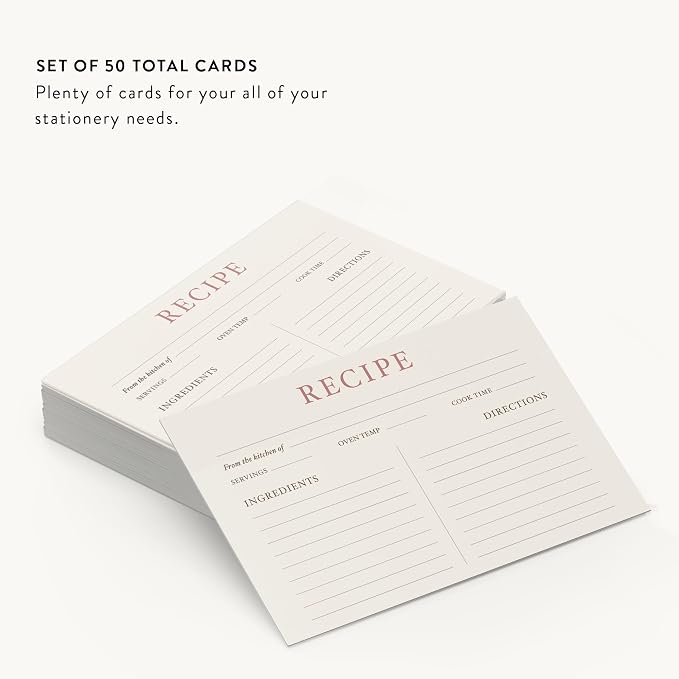 Dashleigh Elegant Recipe Cards 4x6 Double Sided, 50 Pack Thick Cardstock - Image 5