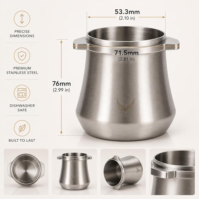 Stainless Steel 54 mm Coffee Bean Dosing Cup - Image 5