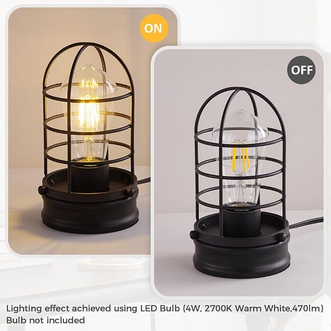 Cerdeco Small Vintage Table Lamp, Industrial Desktop Lamp - Image 8