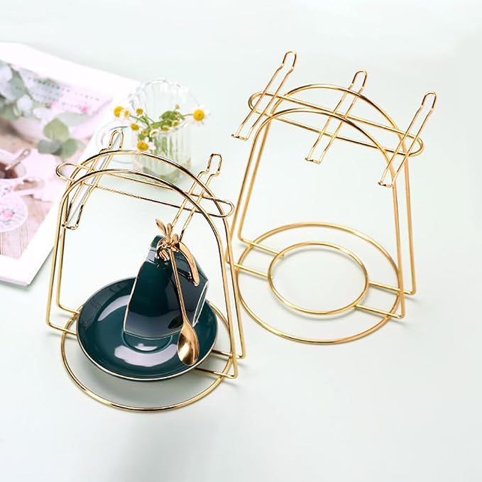 Tea Cup and Saucer Display Stand Holder Rack Metal Cup Saucer Holder Tea Cup - Image 2