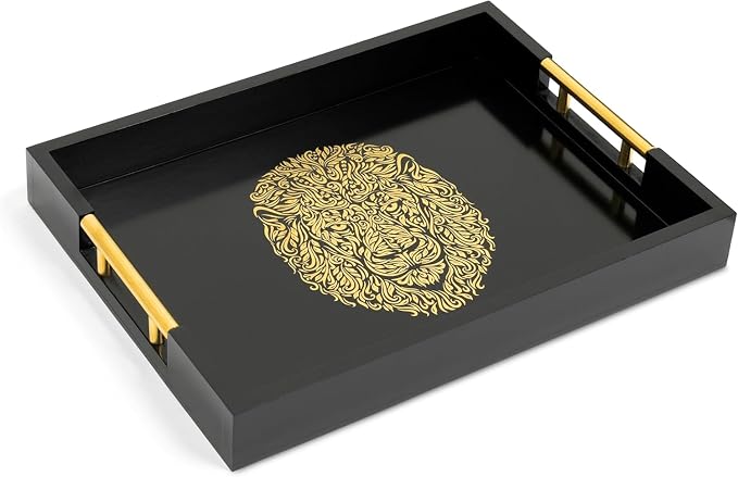 Modern Serving Tray with Lion Design, Ottoman Tray, Tea and Coffee Table Platter by Death+Decor