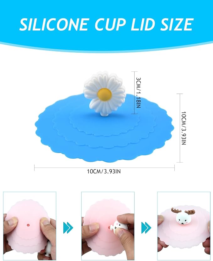 8PCS Silicone Cup Lids Mug Cover, Colorful Food Grade Anti-dust Airtight Seal - Image 2