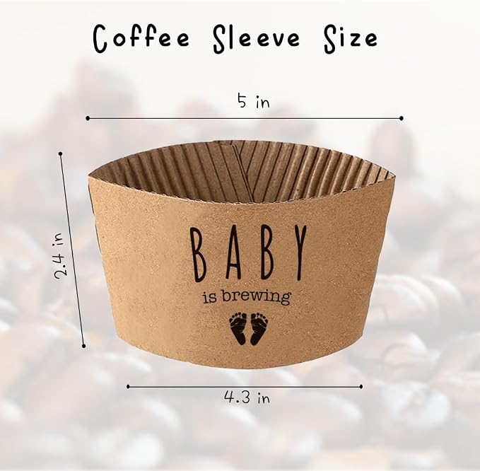 20 Pcs A Baby Is Brewing Coffee Cup Sleeves, Disposable Kraft Paper Sleeves - Image 2