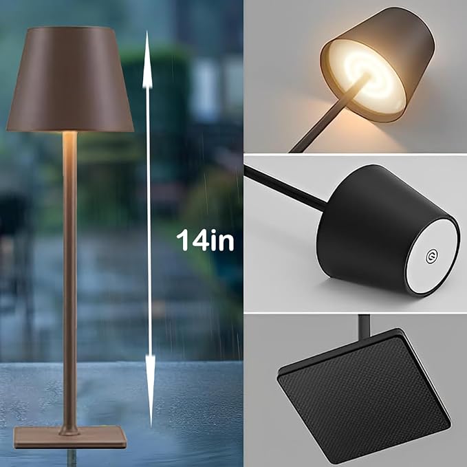 4 Pack Brown Cordless Table Lamps-Wireless Rechargeable Lamps Bulk of 4 - Image 6
