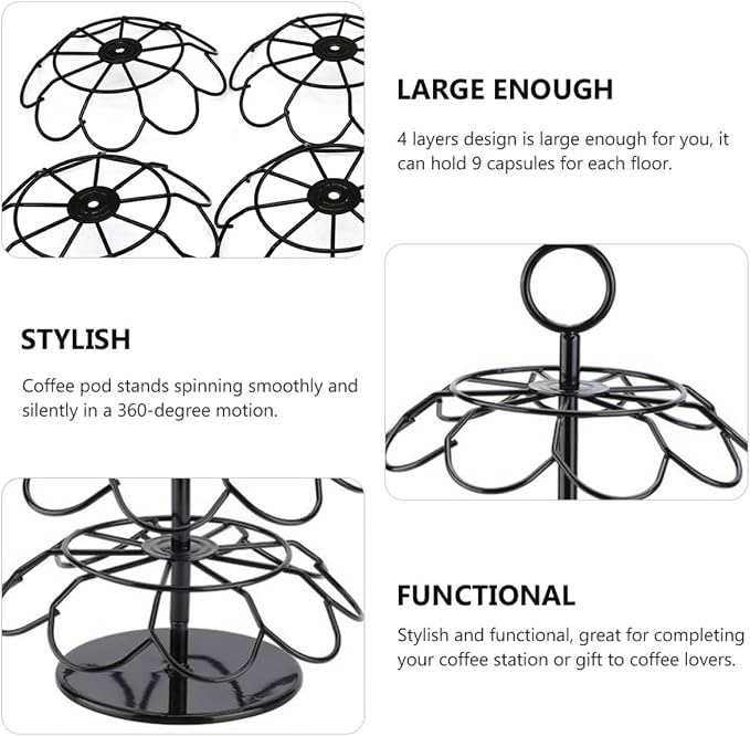 Healifty 4-layer Rotating Coffee Capsule Rack Full Rotation Coffee Pod - Image 3