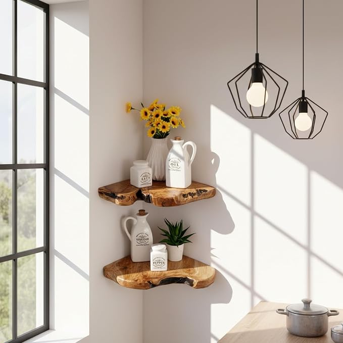 WELLAND Floating Corner Shelf Set of 2 Wall Mounted, 10.86 x 11.5 Inches - Image 7