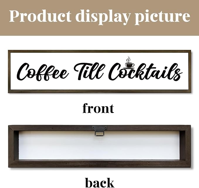 Coffee Bar Decor Sign – Rustic ‘Coffee Till Cocktails’ Wooden Plaque – - Image 3