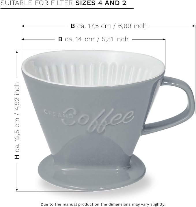 Creano XXL Porcelain Coffee Dripper Stone Grey - Image 2