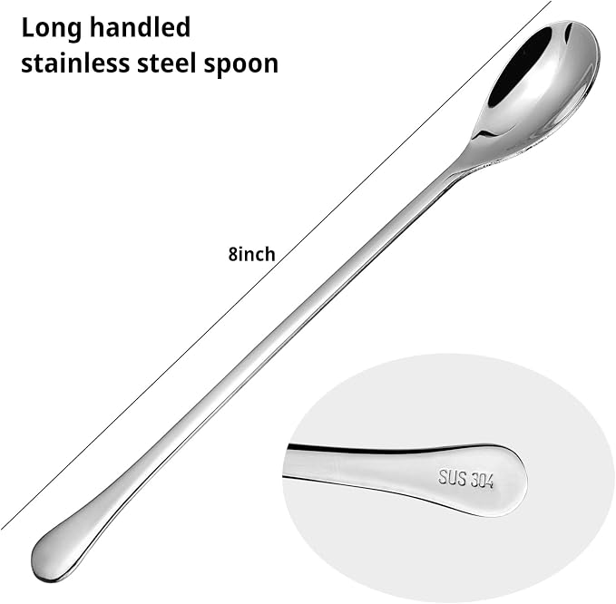 Ice Tea Spoon, 304 Stainless Steel Long Coffee Spoons - Image 2