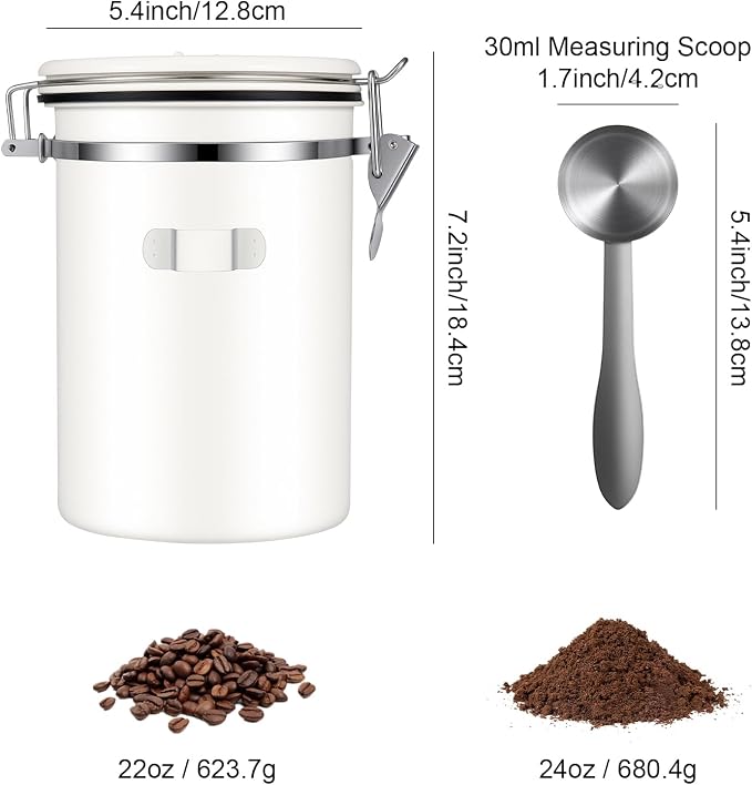 Kirecoo Stainless Steel Coffee Canister - 22OZ Airtight Coffee Bean Storage - Image 3