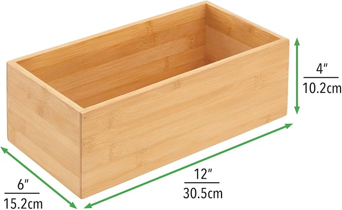 mDesign Bamboo Wood Organizer Storage Bin Box - Image 4