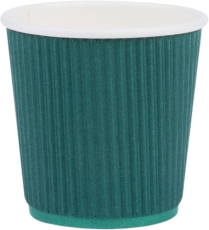 Restaurantware Ripple Wall Coffee Cups 25 Count 4 Ounce Insulated Forest Green - Image 2