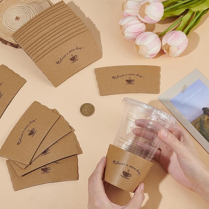 300 Packs Coffee Sleeves, Paper Coffee Cup Sleeves Hot Drink Holder Corrugated - Image 3