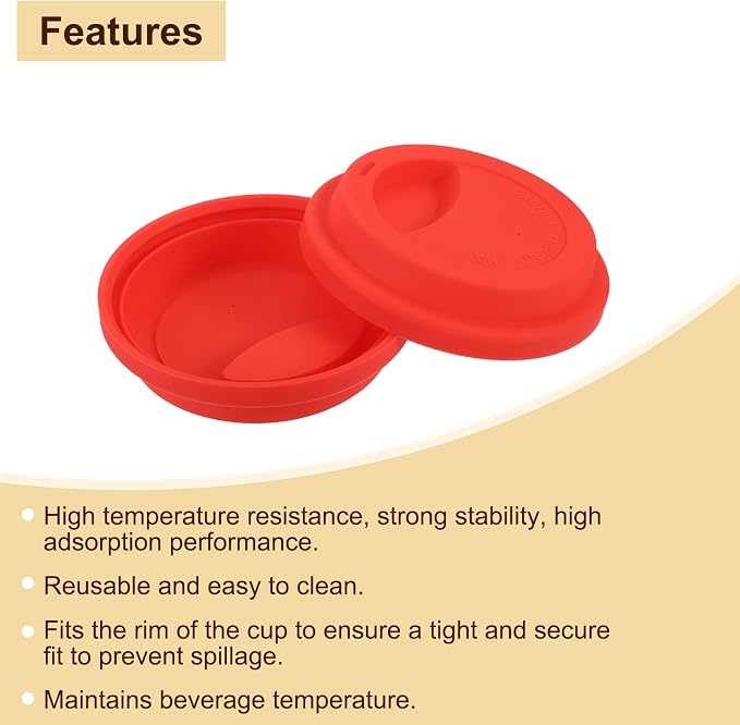 uxcell Silicone Cup Lids, Drinking Lid Reusable Sealed Mug Lid - Image 3