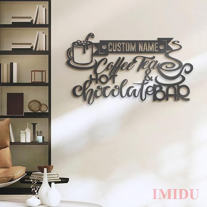 Custom Text Hot Chocolate And Coffee Tea Bar Metal Wall Art LED Light - Image 7