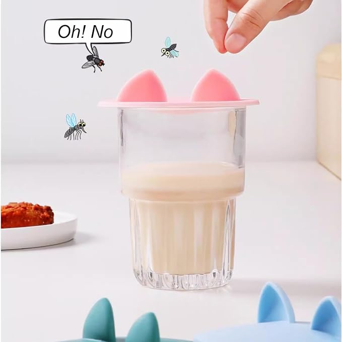 4Pack Cute Cat Ear Cup Lid Cover, JCSMARTEC Silicone Creative Anti-Dust Rubber - Image 2