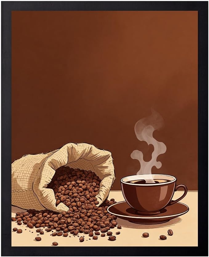 Lawrence Williams Designs Coffee Beans and Cup Poster by LawrenceWilliamsDesigns