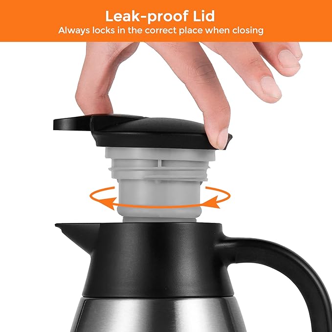 Tiken 68 Oz Thermal Coffee Carafe, Stainless Steel Insulated Vacuum Coffee - Image 5