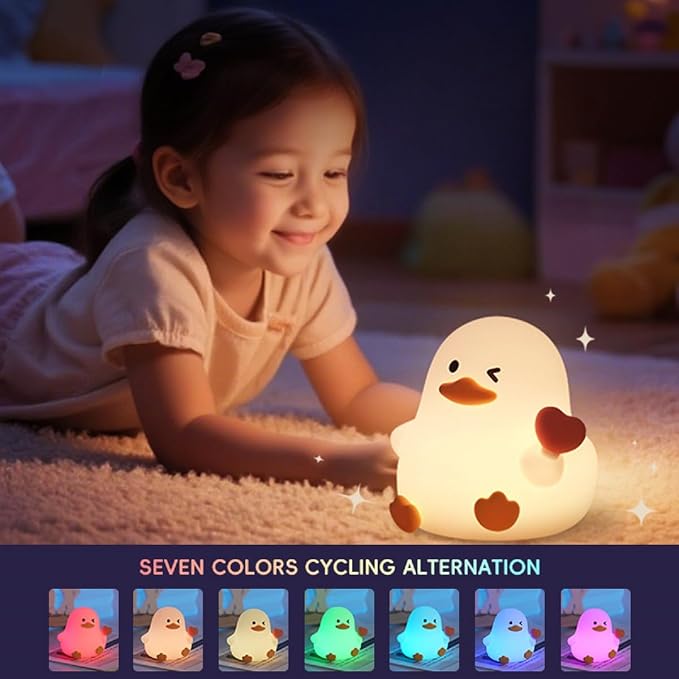 Duck Night Light for Adults Kids, Cute Silicone Animal Dimmable Nursery - Image 4