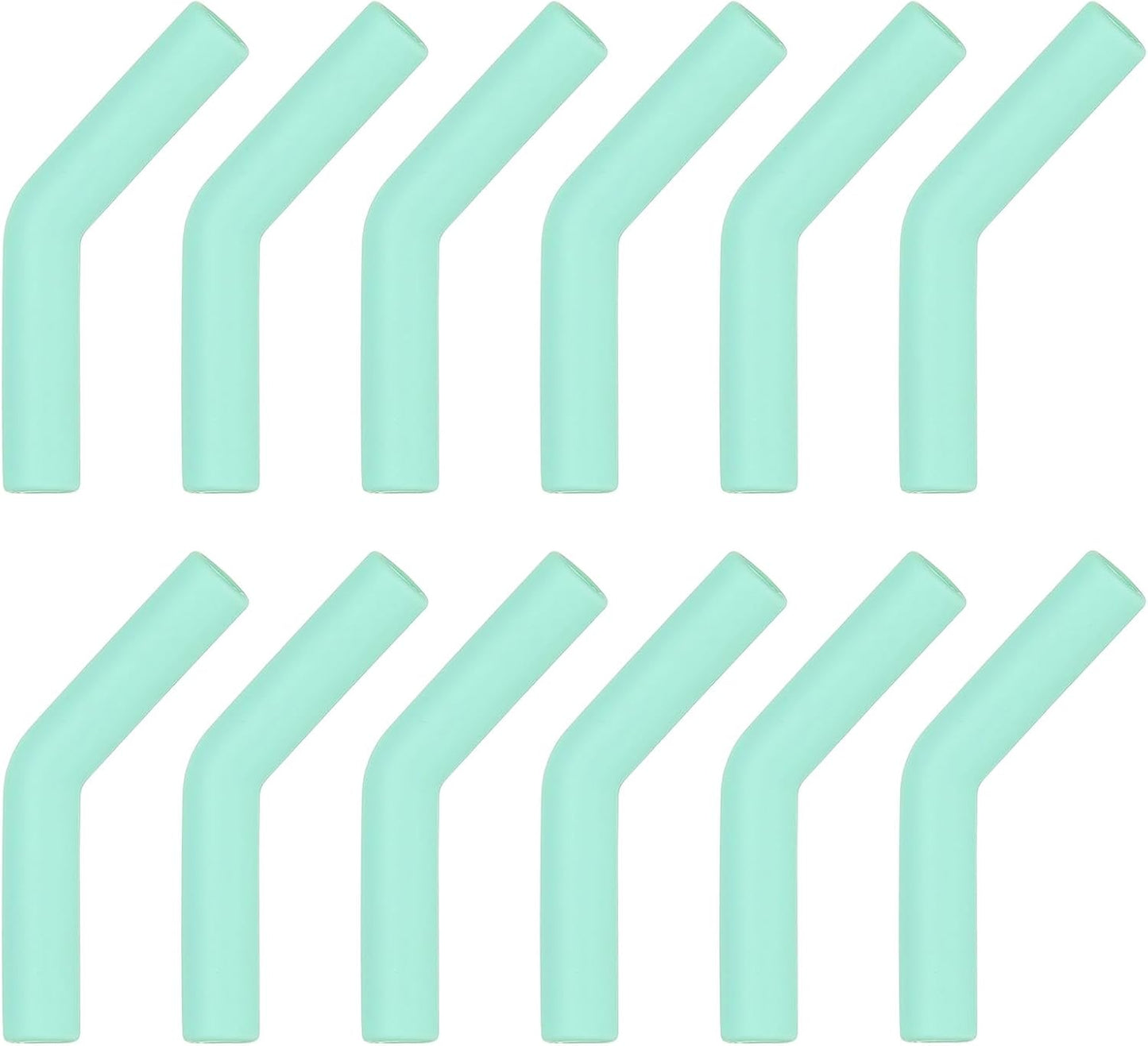 uxcell 12Pcs Silicone Straw Tips, Silicone Straw Elbows Tip, Soft Reusable Metal Straw Covers Fit for 10mm/0.39" OD Stainless Steel Straws, Mint Green