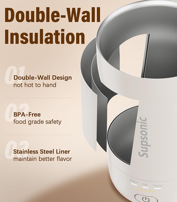 Supsonic - 14oz Heated Coffee Mug, Self-Heating Travel Mug - Image 6