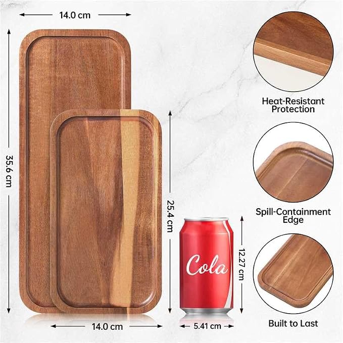 Small Solid Acacia Wood Serving Trays and Platters - Image 3